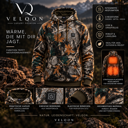 VELQON | Heated Camo Hoodie UNISEX – Premium beheizbarer Woodland Camo Hoodie