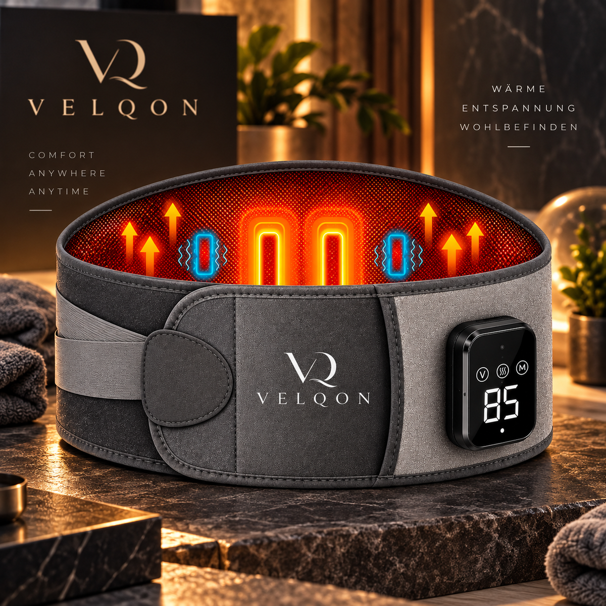 VELQON | Premium Lendenwirbelgurt mit Wärme & Massagefunktion
